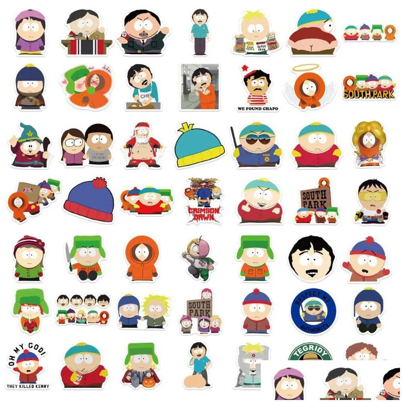 50pcs south park cartoon figure stickers graffiti kids toy skateboard phone laptop luggage sticker decals