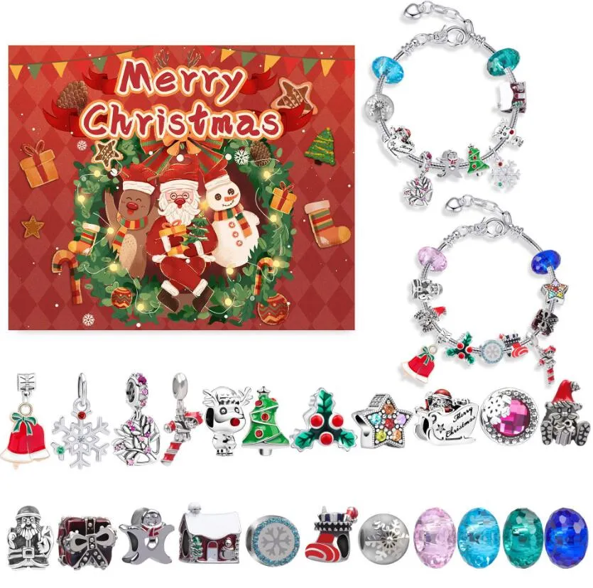 christmas blind box childrens bracelet in europe and america christmas advent handheld 24 grid diy jewelry blind box holiday gift