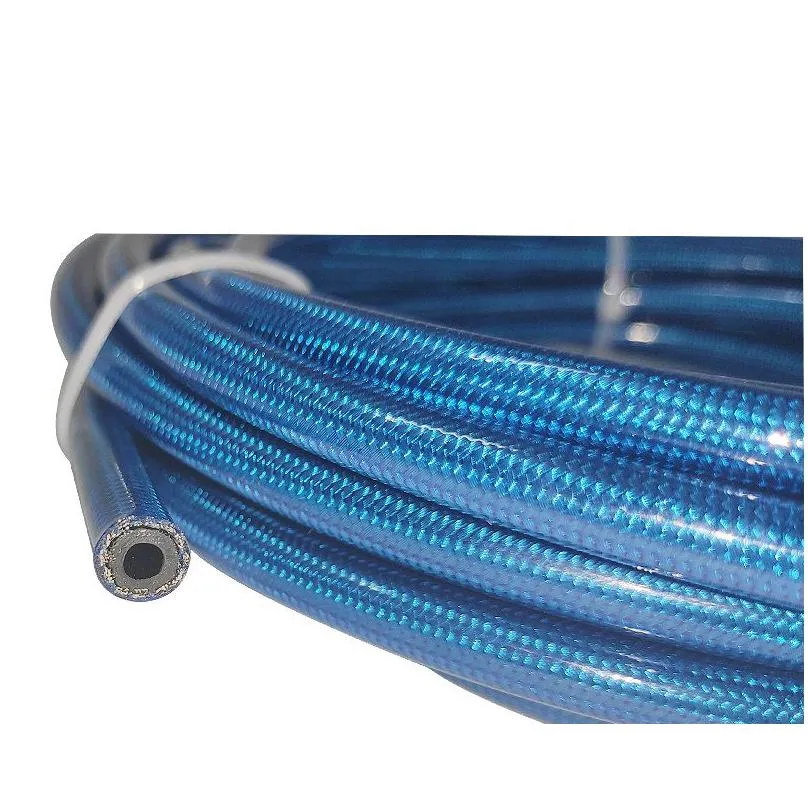 motorcycle an3 5m/lot braided stainless steel nylon brake line hose fluid hydraulic hose ptfe brake line gas oil fuel tube pipe