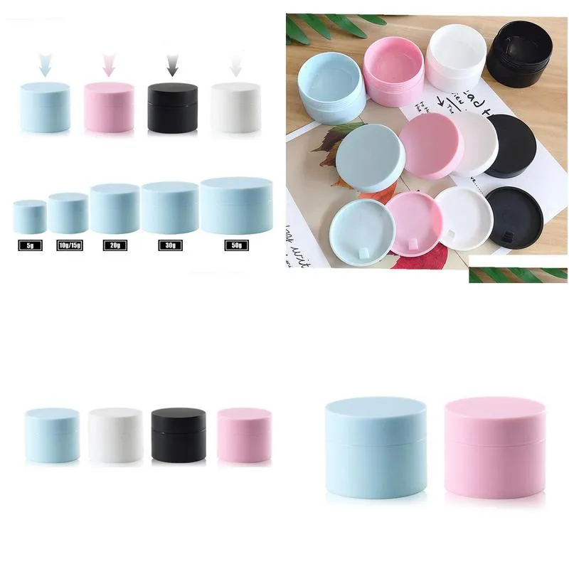 wholesale high quality 5g 15g 20g 30g pp cosmetic cream jars packing bottles with lid empty lotion container black blue pink white