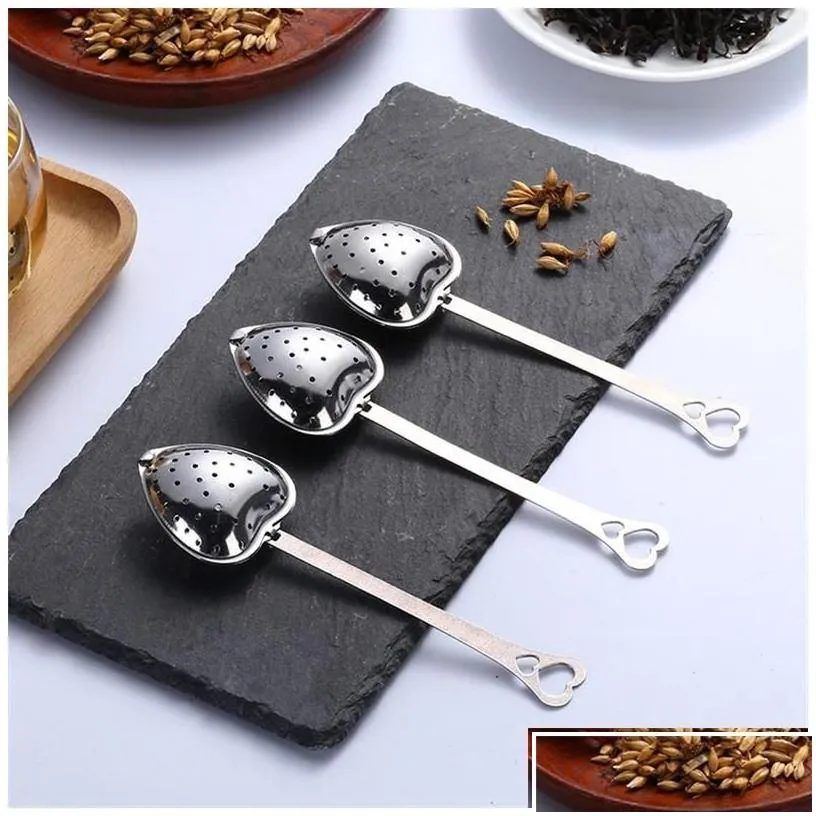 coffee tea tools heart shaped infuser mesh ball stainless steel loose herbal spice locking filter strainer diffuser drop delivery