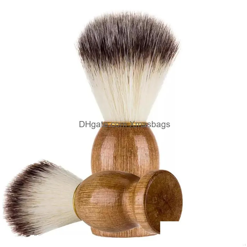 natural wood handle beard brush men shaving soft brush beard cleaning nylon facial care beauty tools june26