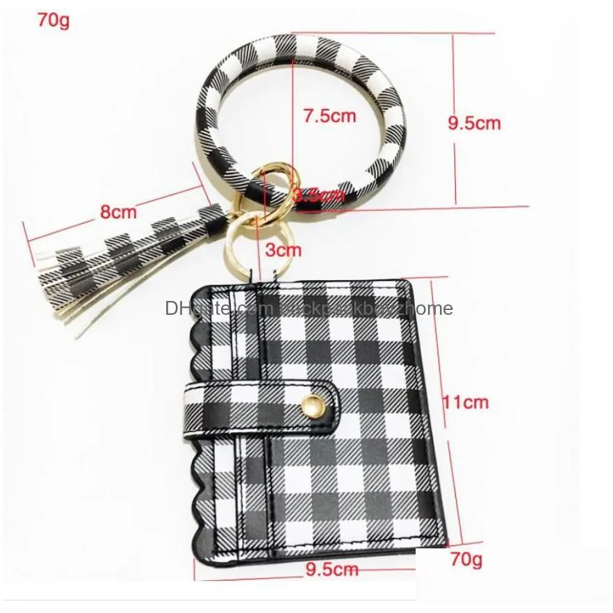 bangle bracelet card bag wallet keychain wristlet keyring leopard handbag leather credit card holder with tassel 39 style