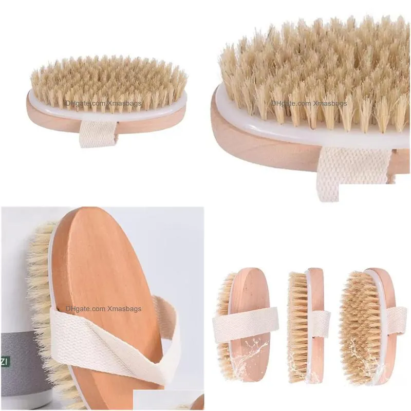 bath brush dry skin body soft natural bristle spa the brush wooden bath shower bristle brush spa body brushs without handle 0407