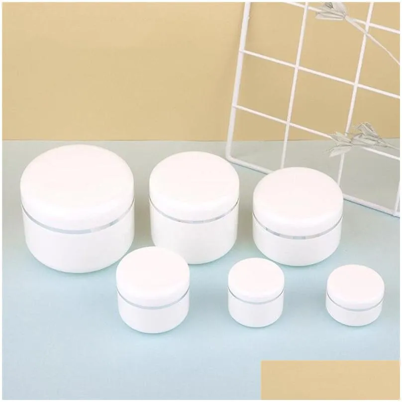 wholesale 20/30/50/100/150/200g white plastic bottle refillable container with lid empty cosmetic jars storage containers