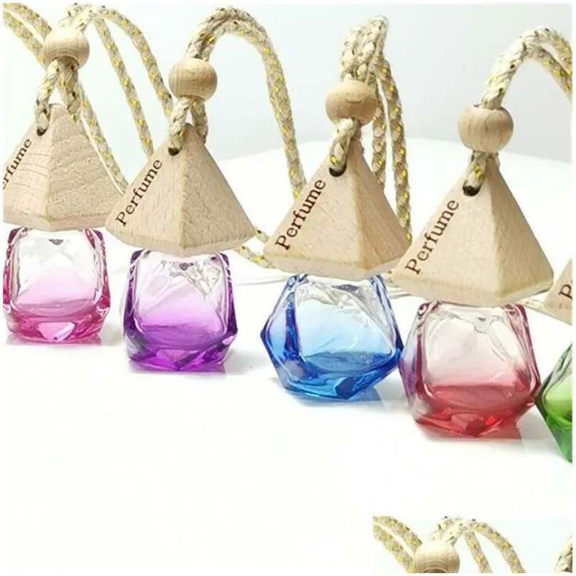 wholesale car decoration glass bottle refillable essence oil perfume bottles air freshener diffuser hanging empty container ornaments