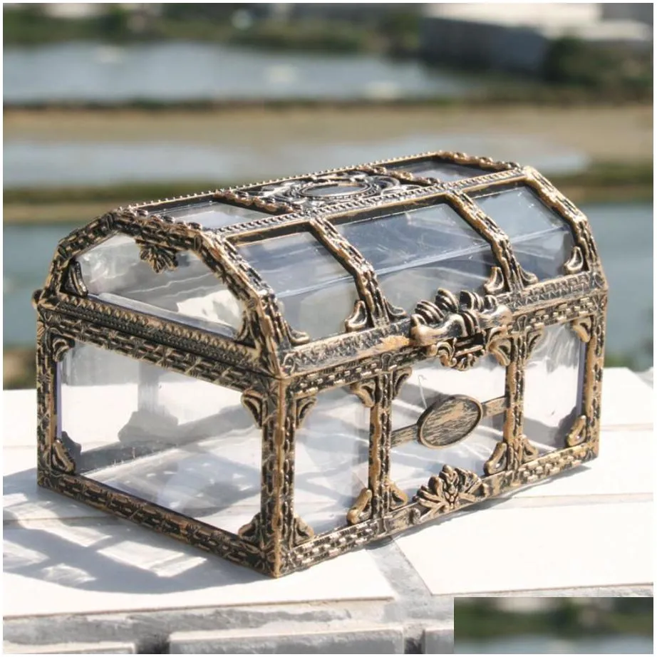 vintage lastic transparent pirate treasure box party supplies crystal gem jewelry storage organizer chest boxs treasure for jewelrys