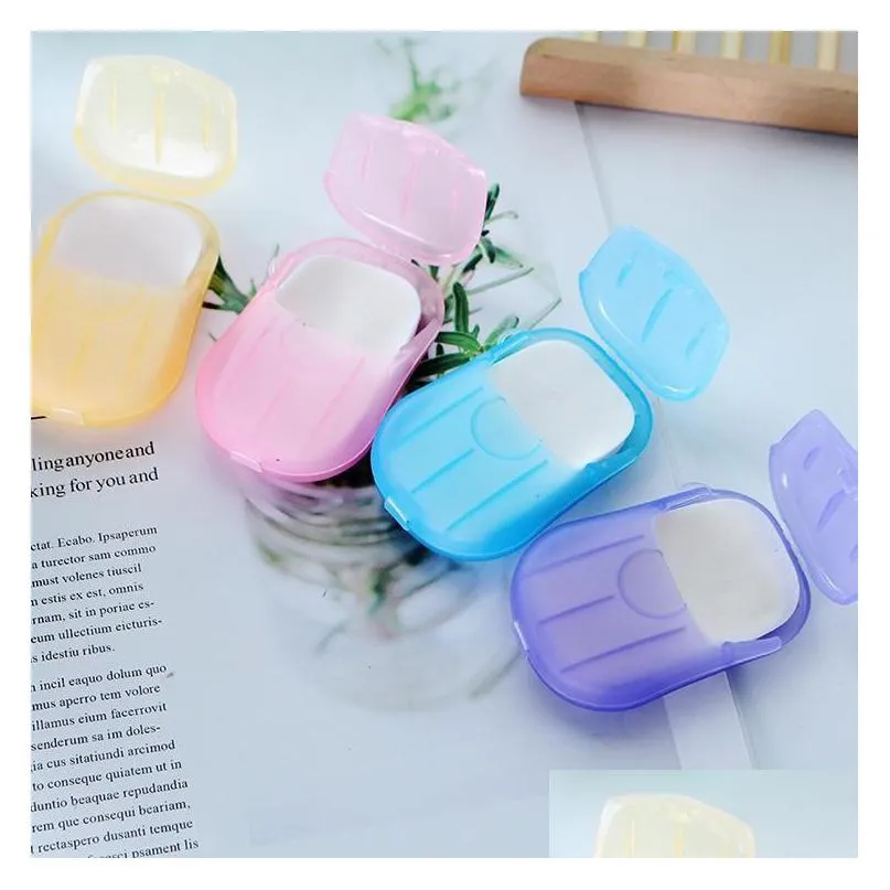 20pcsbox disposable anti dust mini travel soap paper washing hand bath cleaning portable boxed foaming soap paper