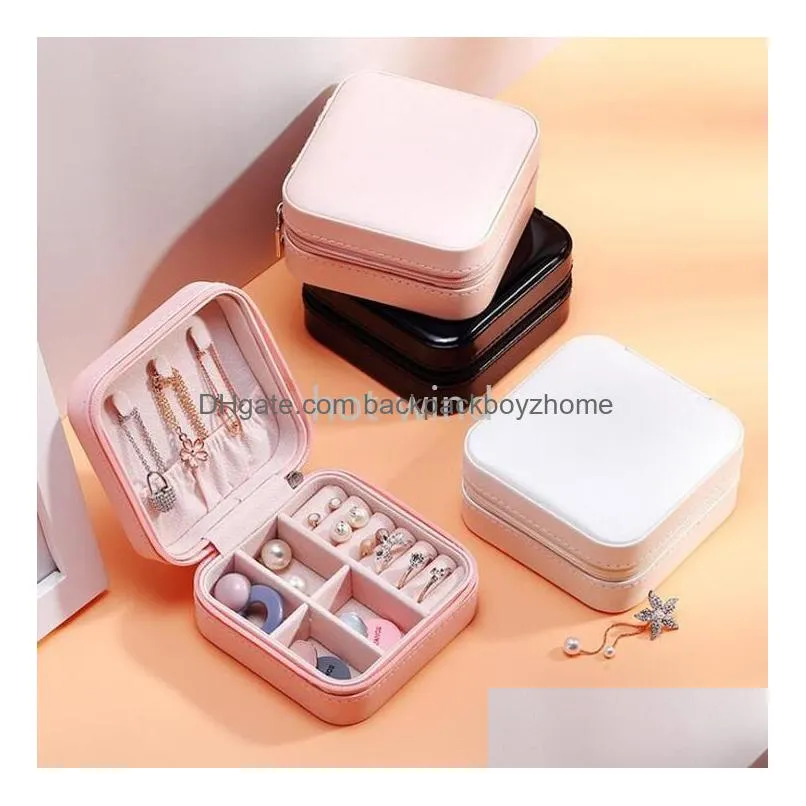 storage box travel jewelry boxes organizer pu leather display storage case necklace earrings rings jewelry holder gift case boxes