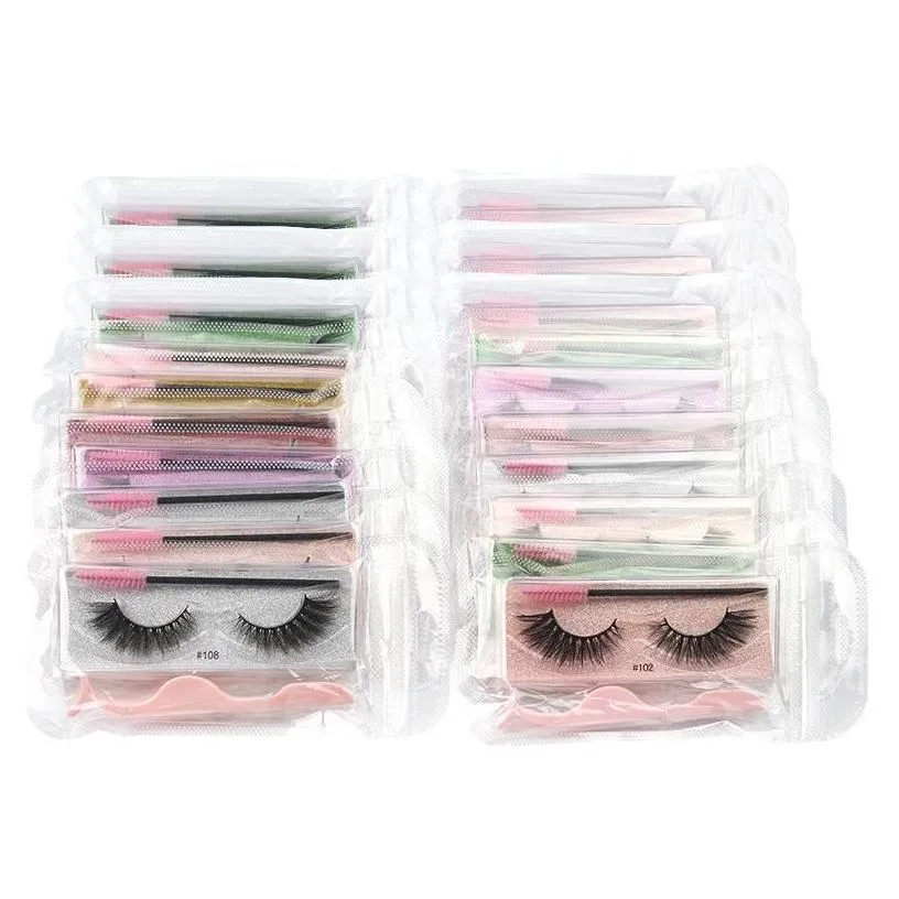 false eyelashes lash extensions whole sale beauty supply 3d lashes packaging eyelash combination color wiht curler brush natural thi