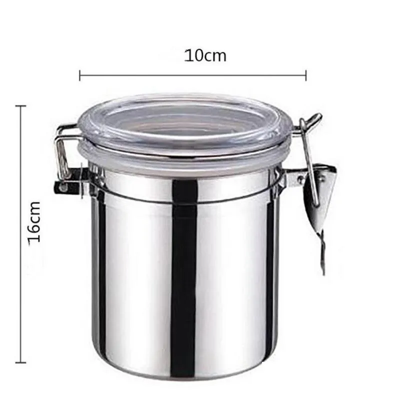 stainless steel sealed canister coffee flour sugar container holder cans pots storage bottles jar transparent cover