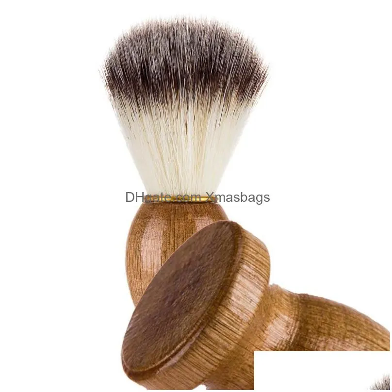 natural wood handle beard brush men shaving soft brush beard cleaning nylon facial care beauty tools june26