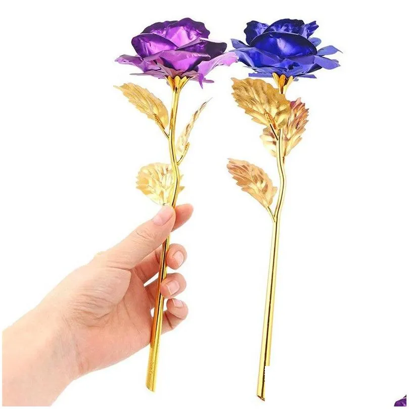 artificial gold foil plated rose wedding home decoration rose flower for birthday valentine mothers day gift