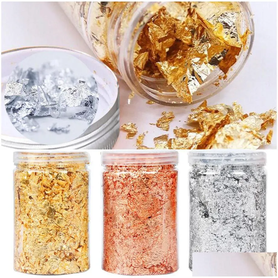 shiny 3g gold foil jewelry luxury resin decoration paper handicrafts flake siver leaf nail beauty gilding diy chef art cake decorating