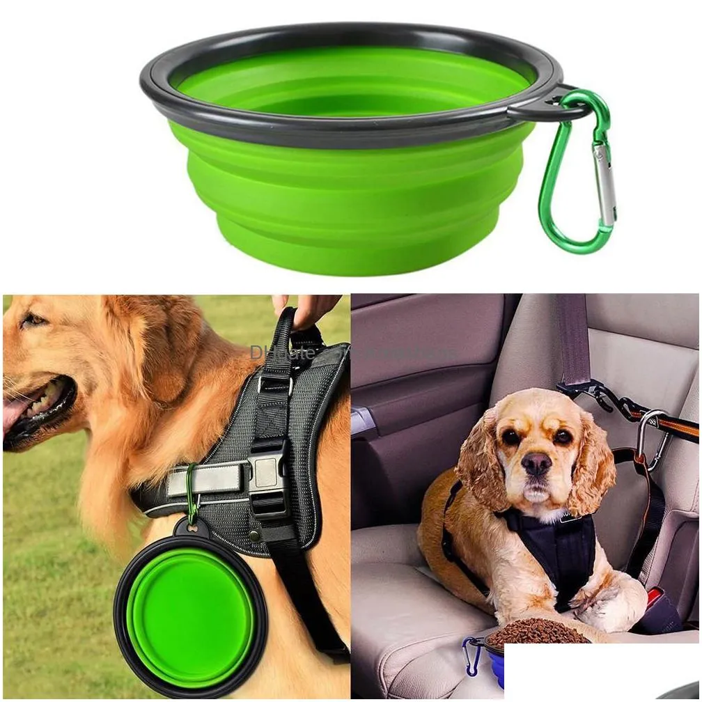 1000ml travel collapsible pet dog bowl feeders folding silicone for dogs outdoor water food feeding foldable cup dish 0425