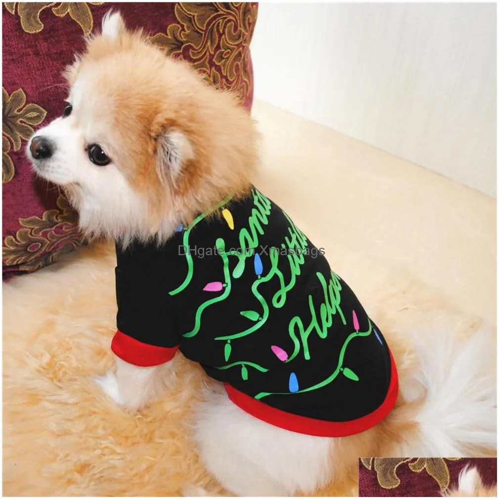 christmas dog apparel cute printed pet t-shirt pets sweatshirt pullover breathable vest shirt