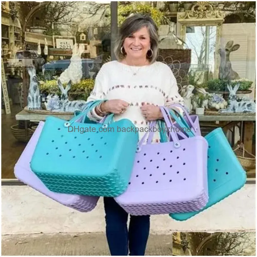 storage bags waterproof bogg beach bag solid punched organizer basket summer water park handbags large women`s stock gifts