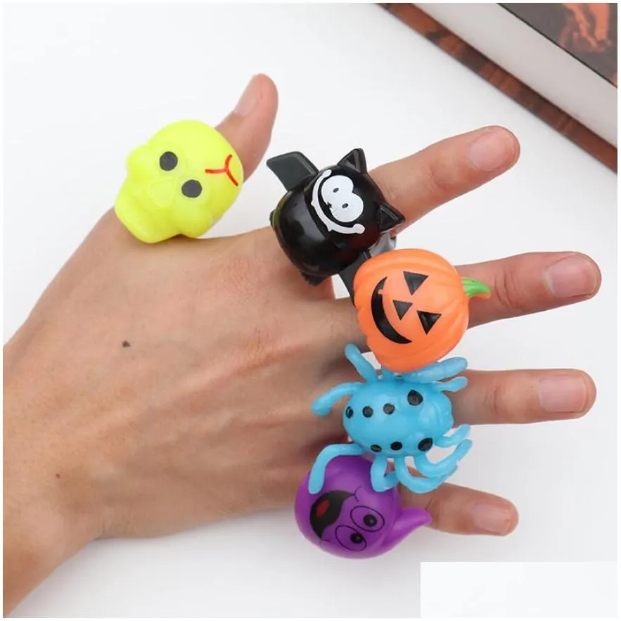 halloween party finger led light toy kids gift lovely glow toys pumpkin spider bat ghost glisten ring halloween party supplie gift 5