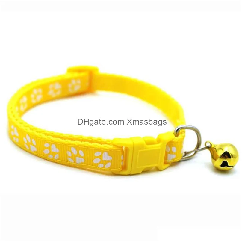 1.0 footprint collars pet dog collar cat single with bell easy to find leashes length 19-32cm