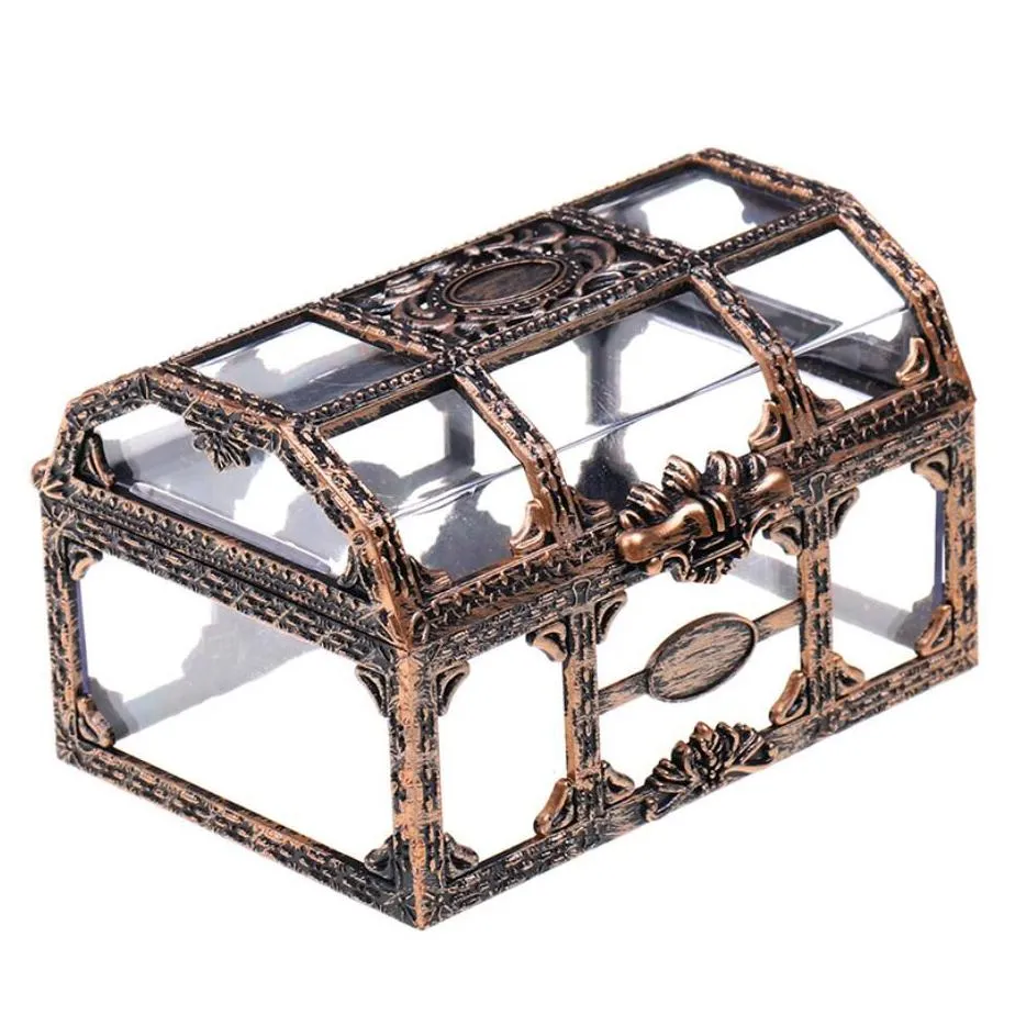 vintage lastic transparent pirate treasure box party supplies crystal gem jewelry storage organizer chest boxs treasure for jewelrys