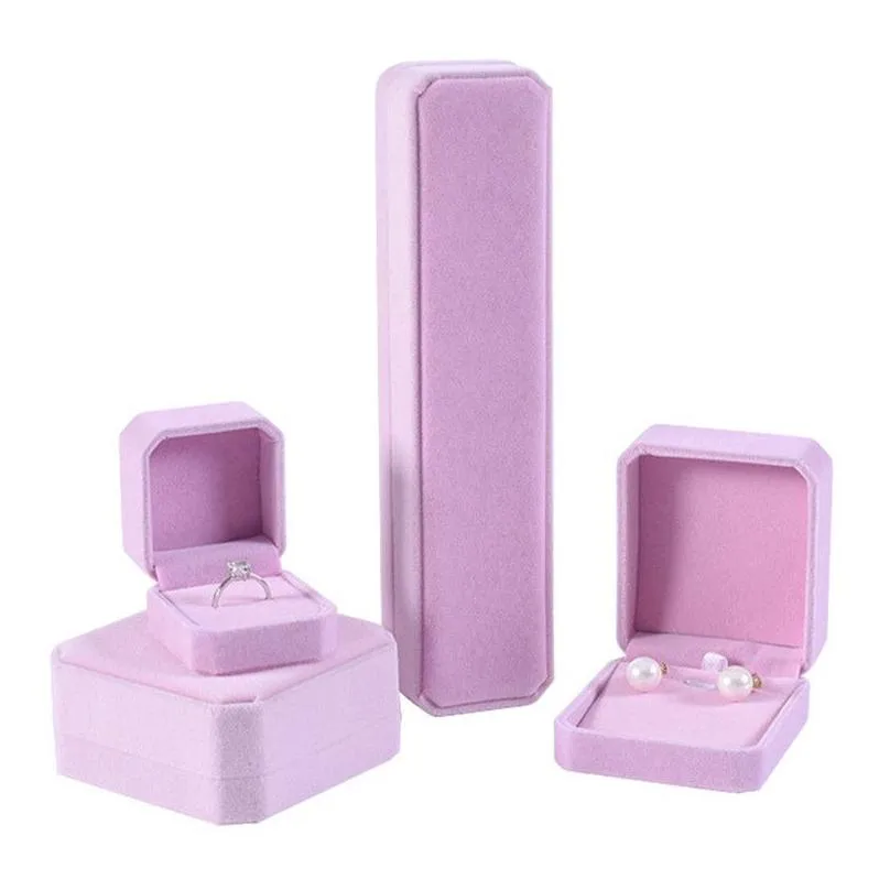 velvet jewelry box necklace ring earrings case bracelet pendant organizer holder gift packing boxes for proposal wedding