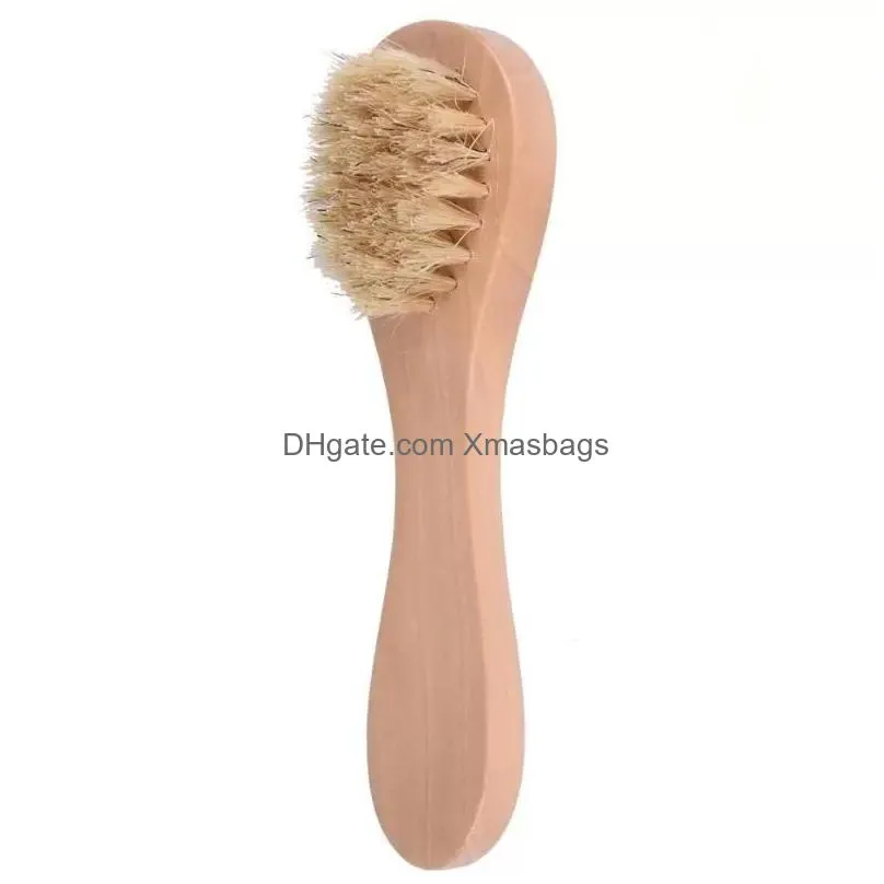 face cleansing brush for facial exfoliation natural bristles exfoliating face brushes for dry brushing with wooden handle