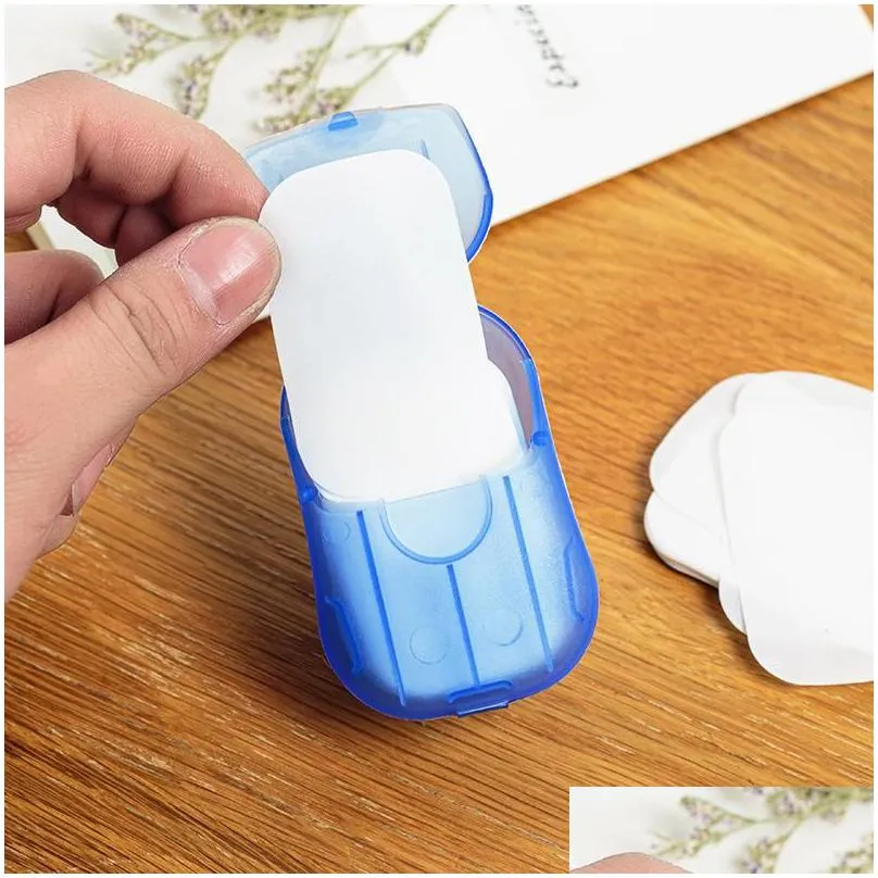 20pcsbox disposable anti dust mini travel soap paper washing hand bath cleaning portable boxed foaming soap paper