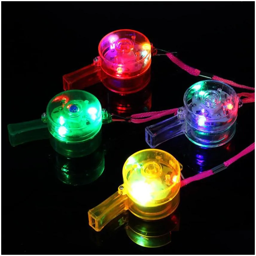 glowing whistle flashing whistle colorful lanyard led light up fun in the dark party rave kids toy funny gadgets with box gift