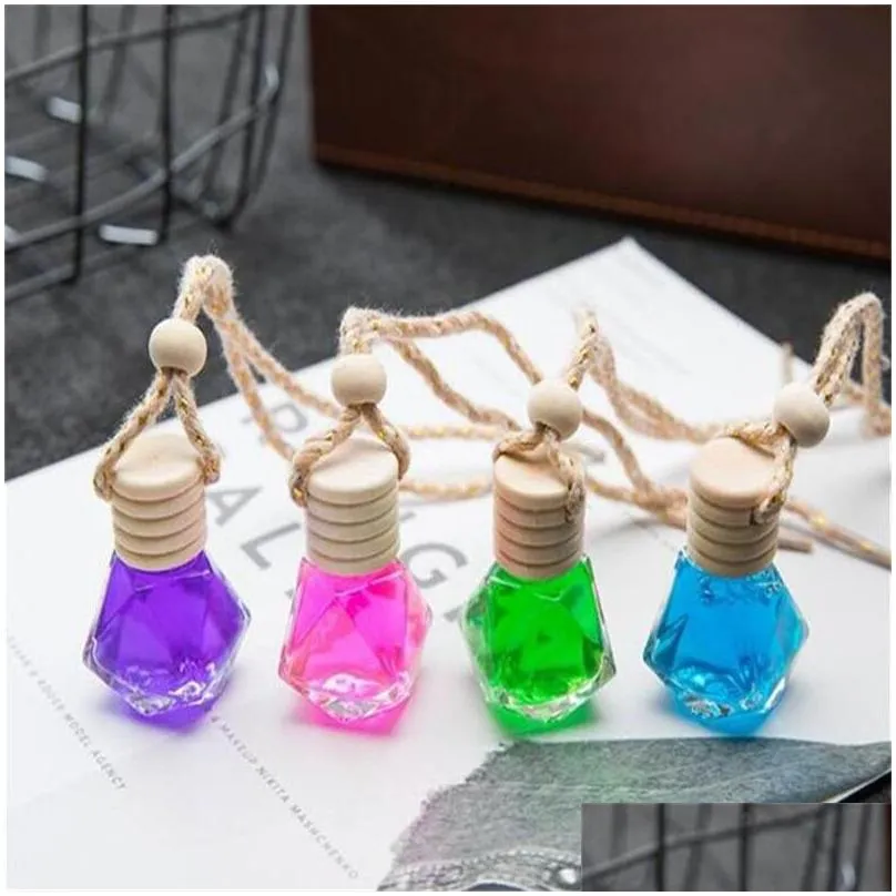 wholesale car hanging perfume bottle pendant fragrance empty glass bottles for  oils diffuser ornaments packing