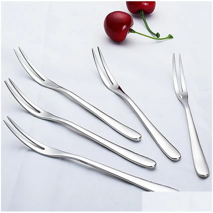 high quality stainless steel cocktail forks fruit cake fork dessert forks appetizers picks kitchen supplies bar tools 5 colors