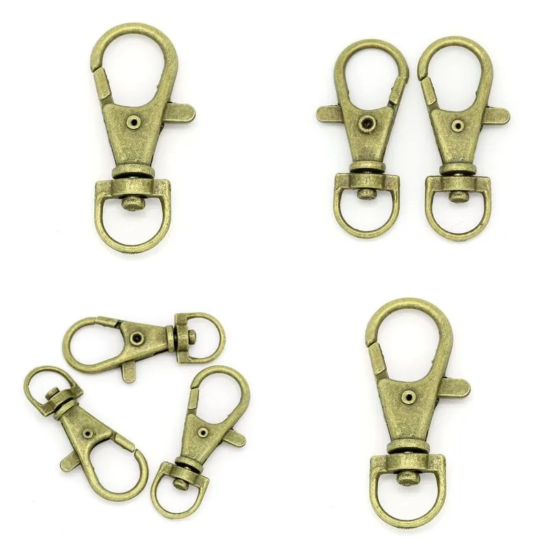 2021 100Pcs Bronze Plated Lobster Swivel Clasps For Key Ring Key Accessories 33x13mm