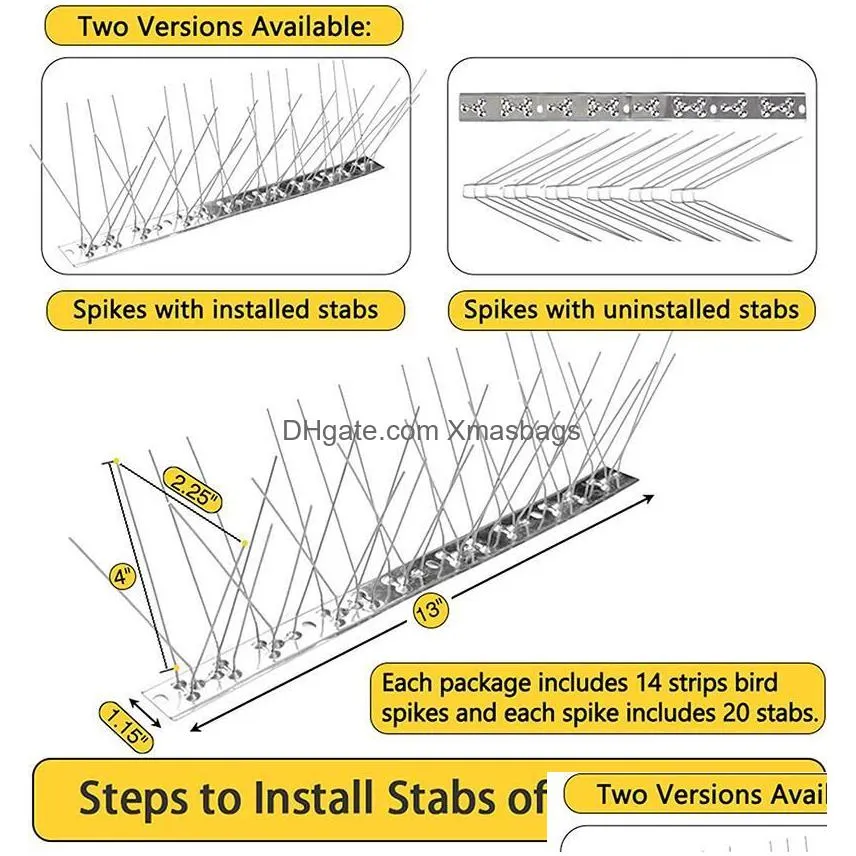 bird spikes for pigeons small birds cat 15 feet anti bird spikes stainless steel bird deterrent spikes 14 strips