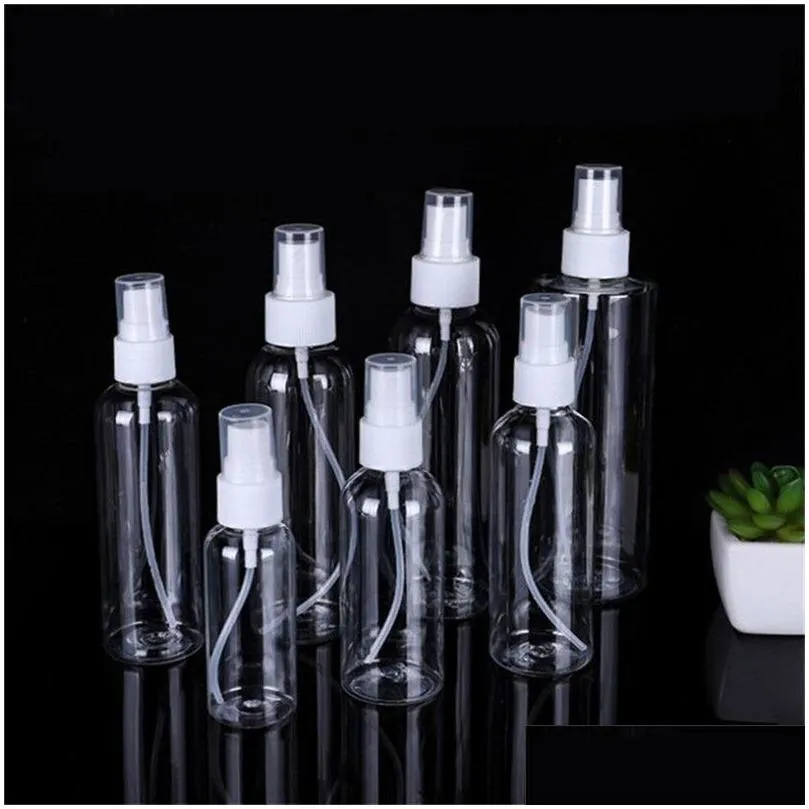 wholesale 10ml 20ml 30ml 50ml 60ml 80ml 100ml travel transparent perfume empty spray refillable bottle reusable plastic bottles