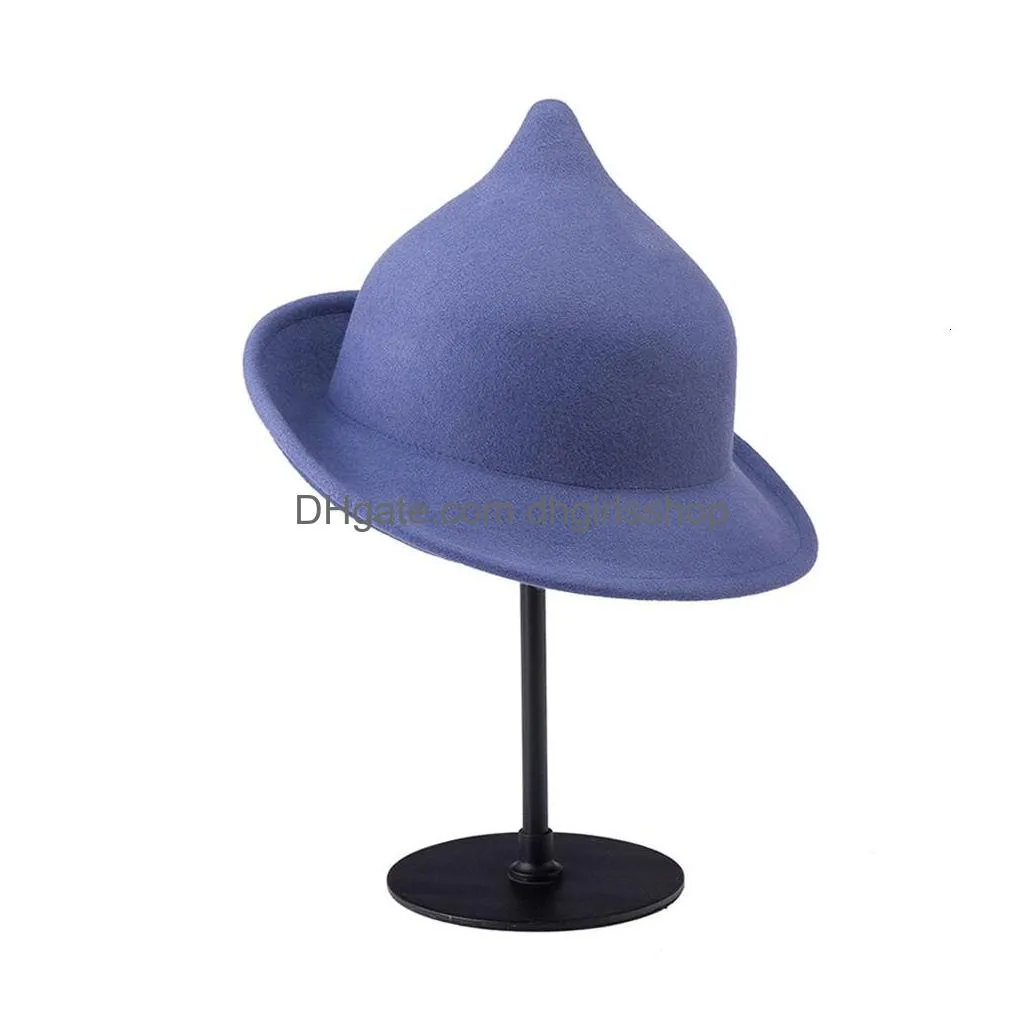 stingy brim hats king wheat stage show modelling personality magic academy hat wool women fedora fashion high quality edge curl cosplay felt cap