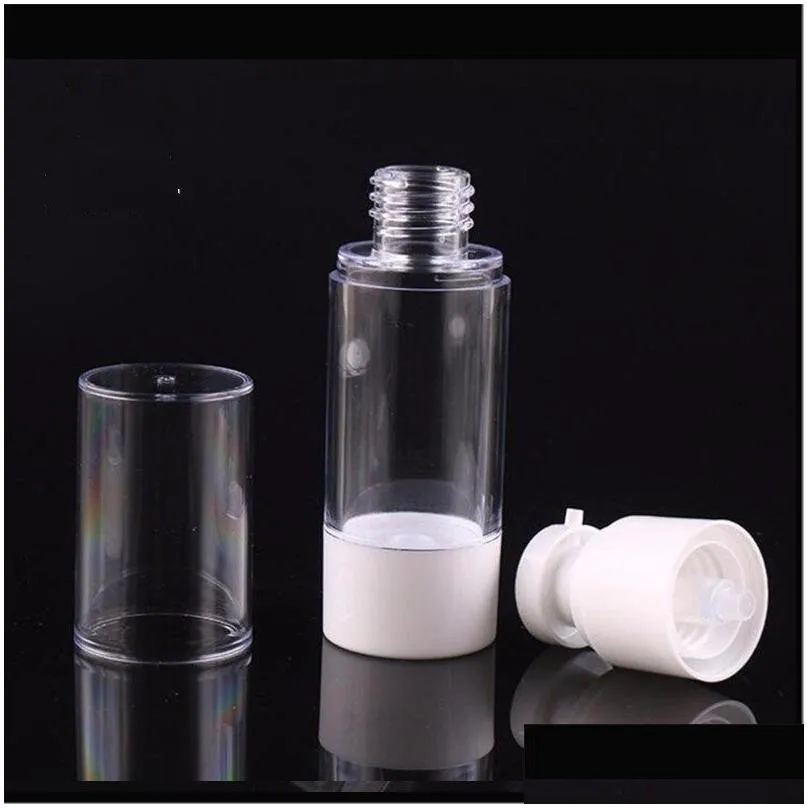 wholesale 15ml 30ml 50ml transparency empty airless pump container travel plastic lotion spray cosmetic bottle with pump 0160