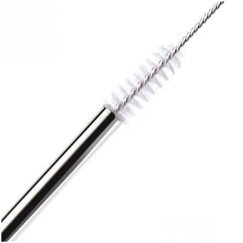 reusable drinking straw high quality 304 stainless steel metal straws with cleaning brush for kitchen home use