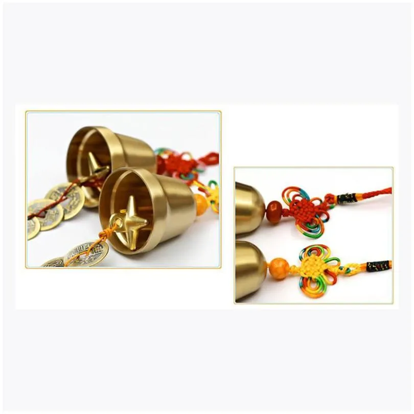 feng shui wind bell with fire emperor coins string to attract wealth and health home furniture decoration chinese 5 emperors emperor