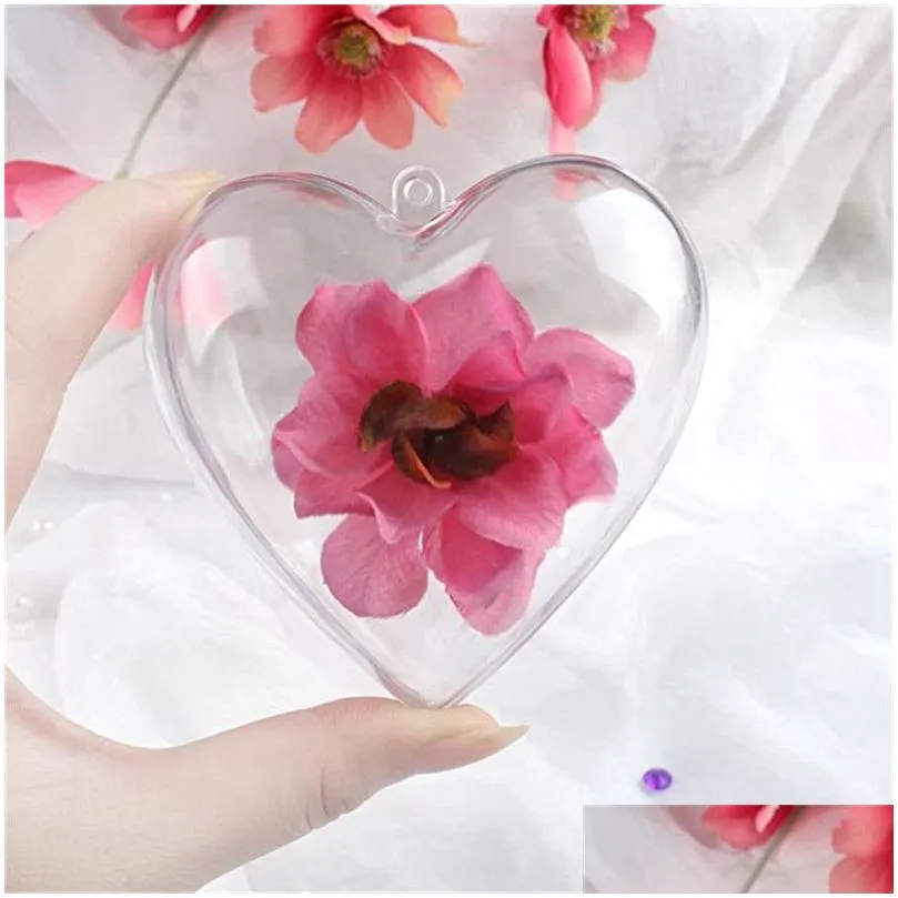 christmas decorations openable transparent plastic christmas ball heart shaped christmas tree ball baubles for birthday wedding