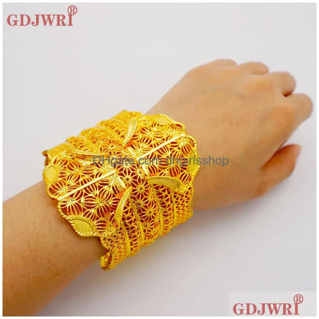 bangle wide bracelet gold color bangles for women accessories bride bracelets indian ethiopian france african dubai jewelry gifts