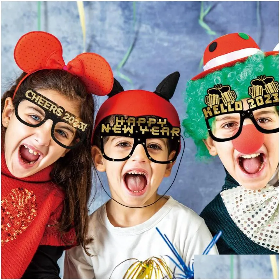 happy year 2023 party decoration eyeglasses paper glasses frame p o booth props for years eve partys celebration