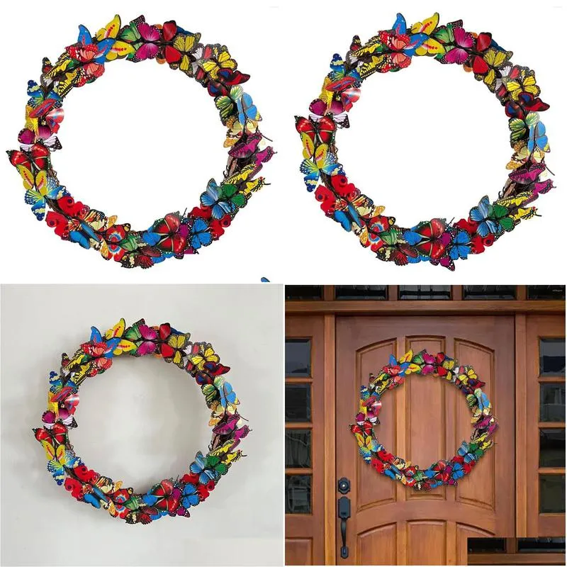 decorative flowers 12inch butterfly wreath for front door artificial hanging garland farmhouse holiday easter window party christmas