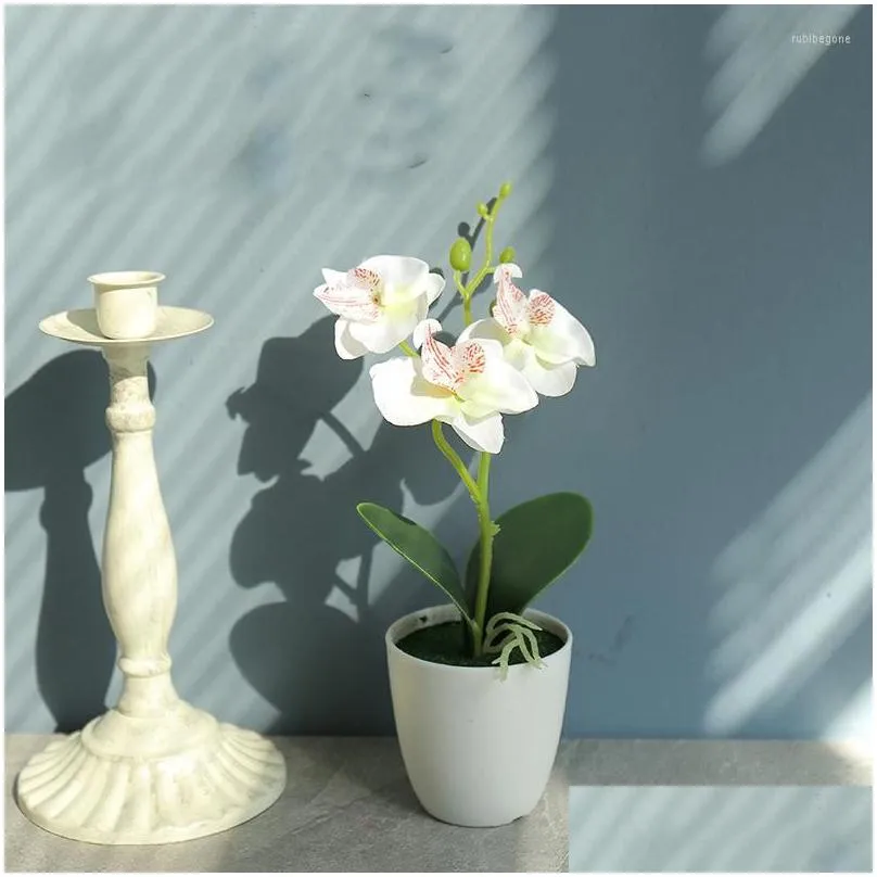 decorative flowers plastic basin phalaenopsis bonsai artificial creative ornaments indoor decoration vase office decor pots fall