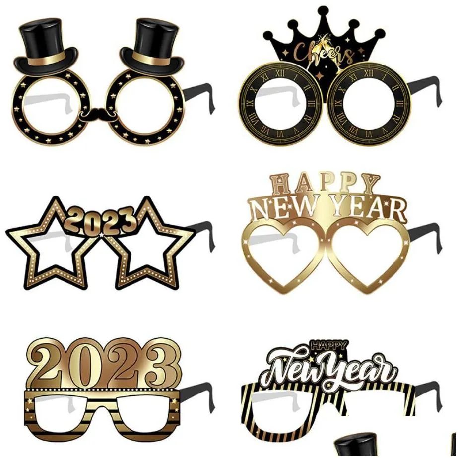 happy year 2023 party decoration eyeglasses paper glasses frame p o booth props for years eve partys celebration