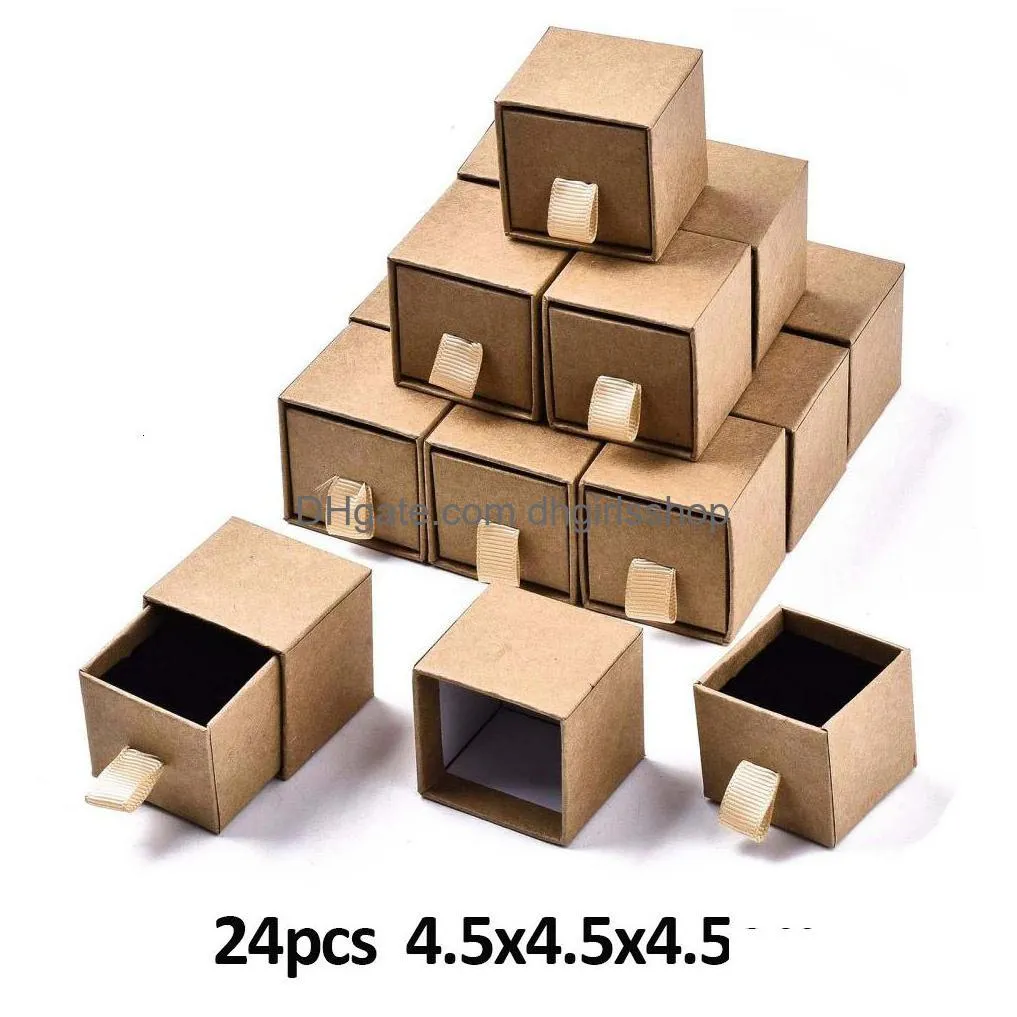 jewelry boxes 24pcs kraft jewelry box gift cardboard boxes for ring necklace earring womens jewelry gifts packaging with sponge inside