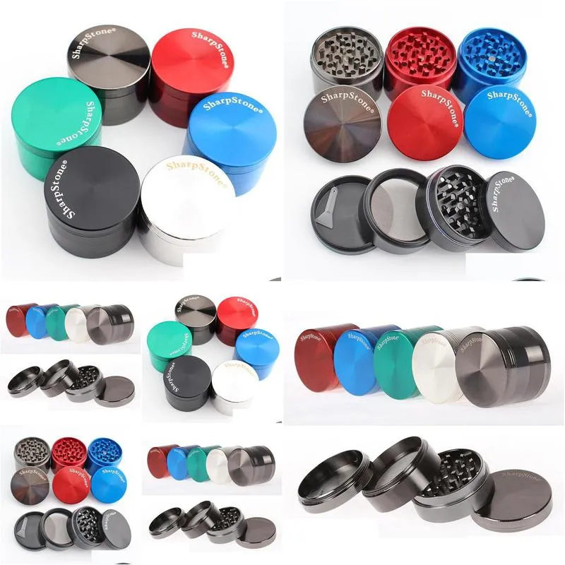 sharpstone 4 part zinc alloy herb grinder 40mm/50mm/55mm/63mm cnc spice cracker tobacco metal grinder for smoking