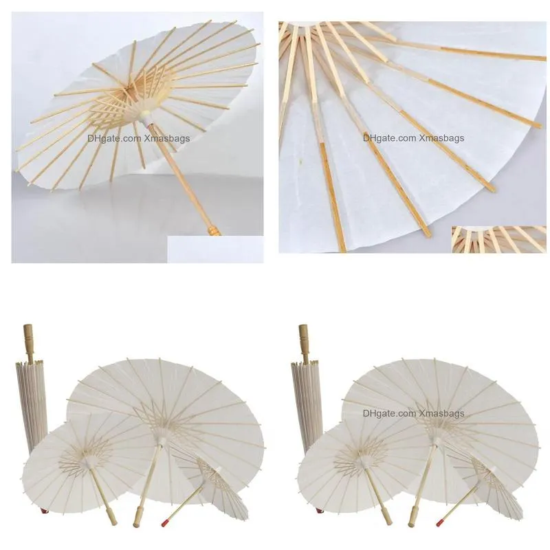 stock fans parasols wedding bride parasols white paper umbrella wooden handle japanese chinese craft 60cm diameter umbrellas