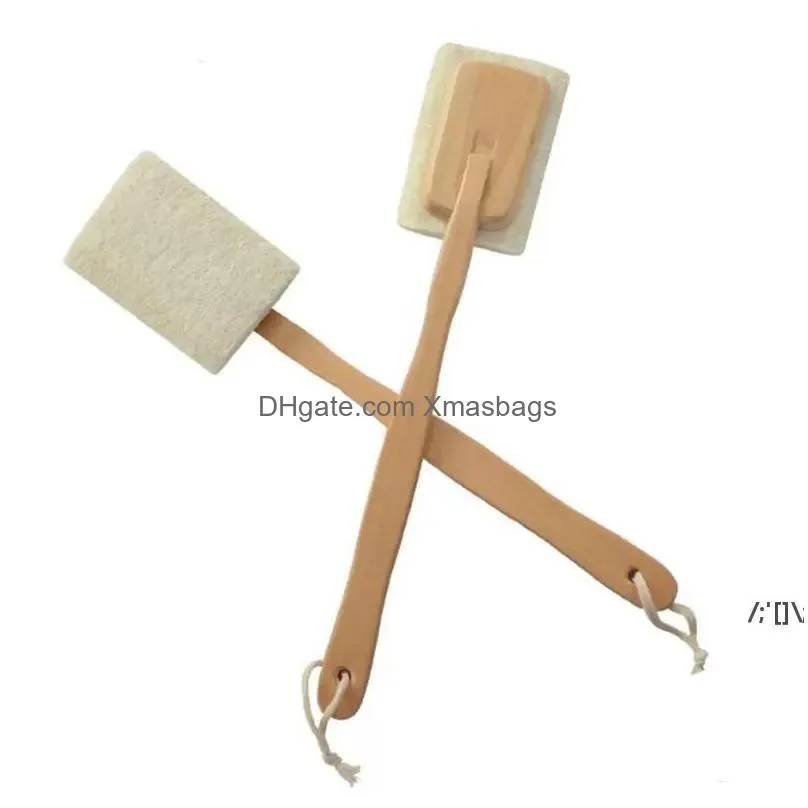 natural loofah brush exfoliating dead skin body scrubber loofah brush with long detachable wooden handle back brush 0105