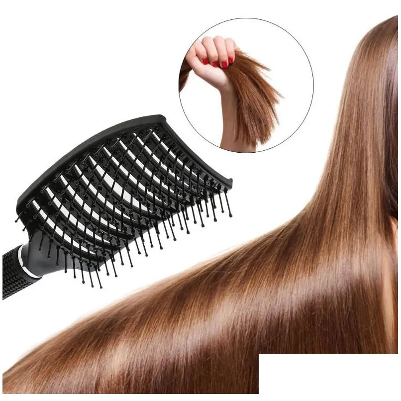 women massage brush hair brush smooth hair pure pig hairbrush styling plastic nylon big bent comb hairdressing styling tool