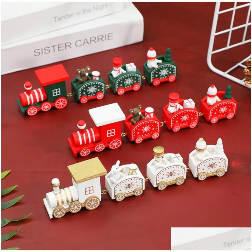 wooden christmas train ornament christmas decoration for home santa claus gift toys crafts table deco navidad xmas 2021 year