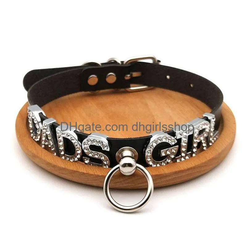 chokers customized letters leash hoop collar choker necklace women men bdsm daddy slave cosplay hook chocker jewelry sexy toys 230518